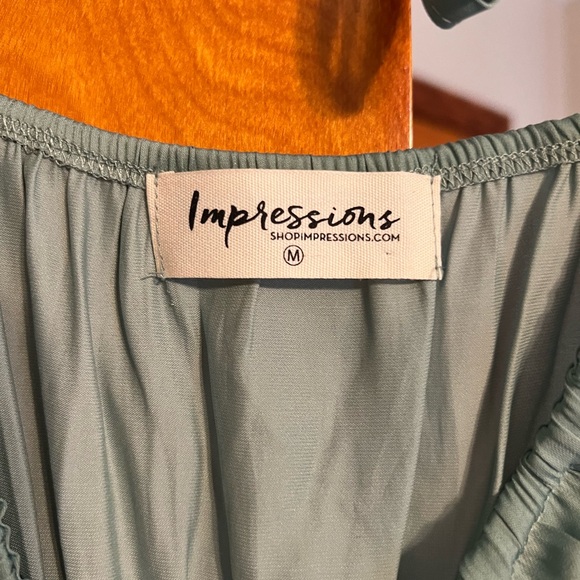 Impressions Teal Ruffled Blouse - Picture 3 of 3